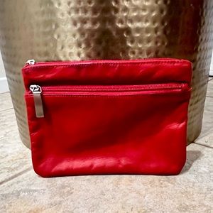 Red Leather HOBO Zipper Pouch